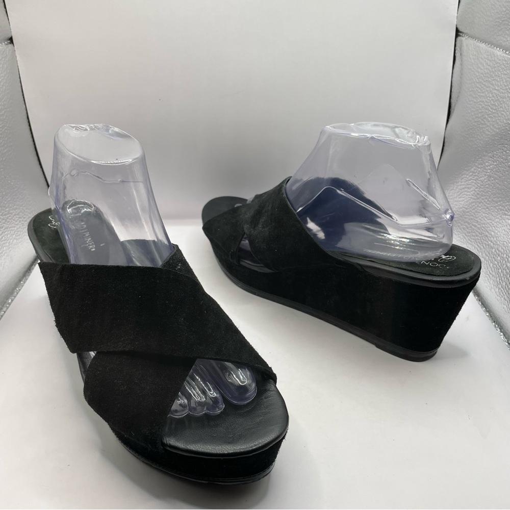 Donald J Pliner platform sandals black womens 10M slip on slides